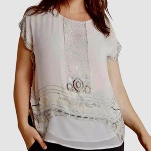 Anthropologie Brooke Beaded BLOUSE Size XS